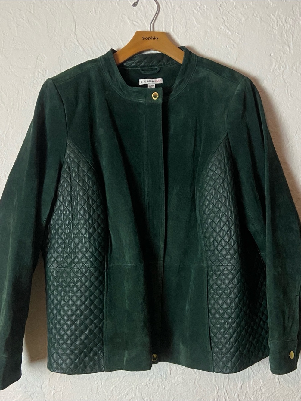 Forest Green Quilted Suede Leather Jacket